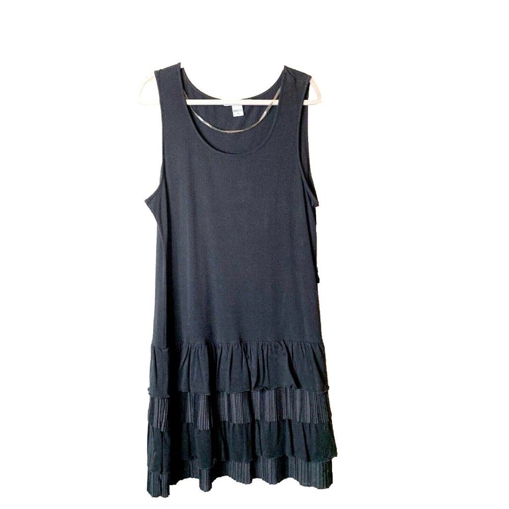 Peter Nygard Women's Black Sleeveless Dress Ruffle Hem Party  Spring Summer XL